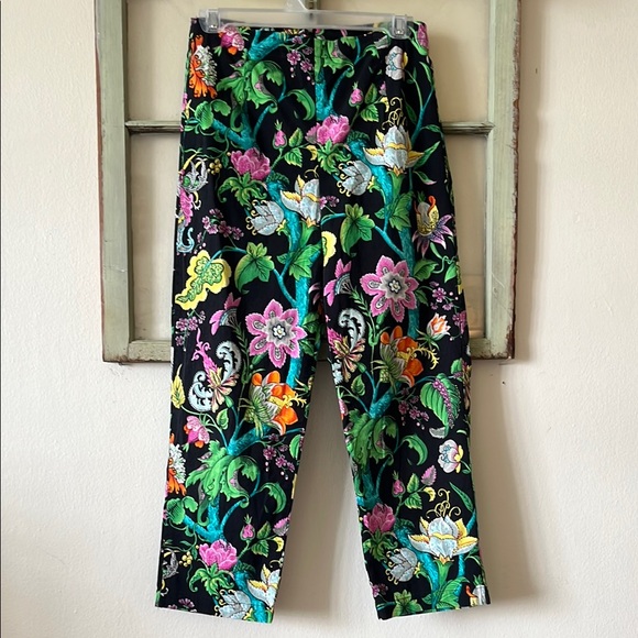 Staples Pants - Vintage Staples Slacks Pants Black Vibrant Floral Print Size 6